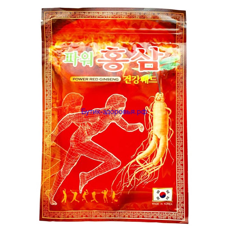 Пластырь с красным корейским женьшенем Power Red Ginseng (красная упаковка)